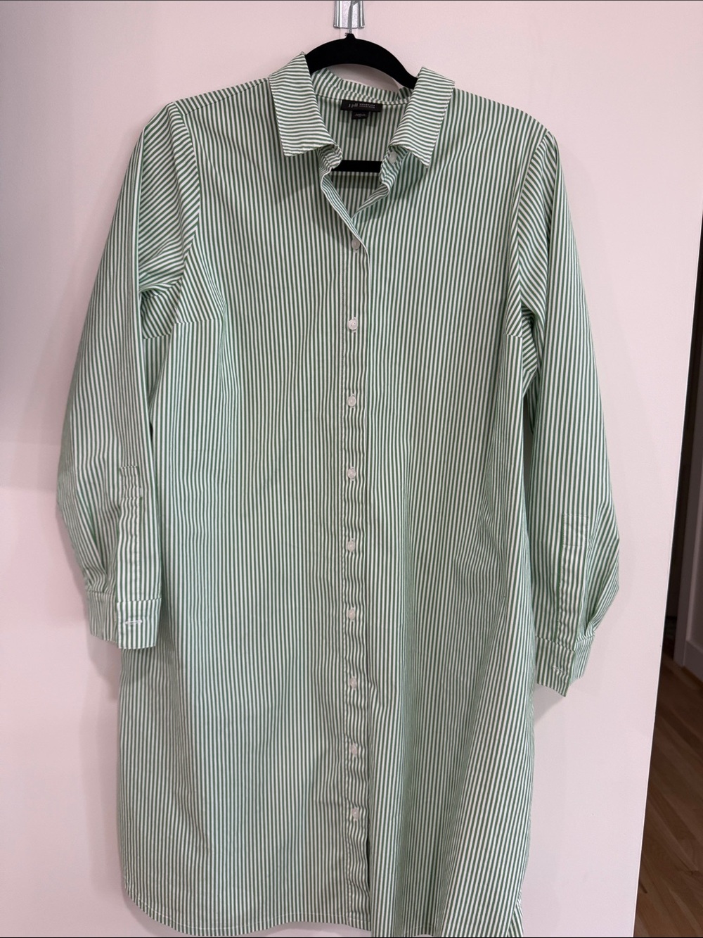 J. Jill Green and White Striped Midi Shirt Dress